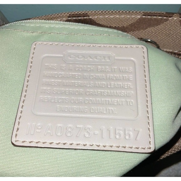 Coach Signature Hampton Madeline Handbag #A0873-11557 Khaki Silver Purse - Picture 13 of 16